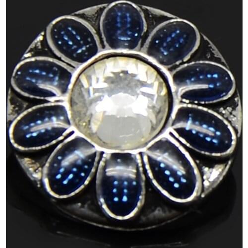 Flower Pattern Round Snap Button Cystal Enamel Buttons For 18MM