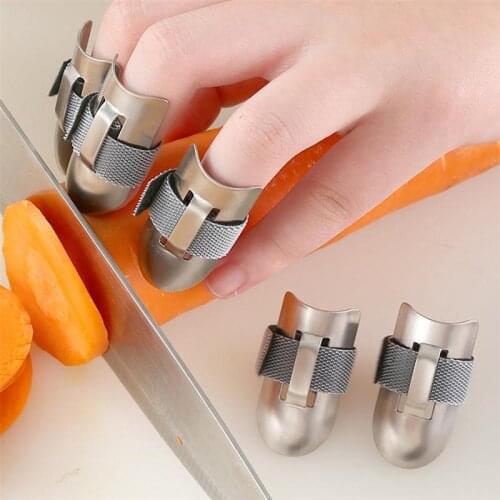 2PCS Kitchen Finger Protector Adjustable Stainless Steel Finger Nail Guard Kitchen Tools For Cutting Dicing Peeling Skinning A35