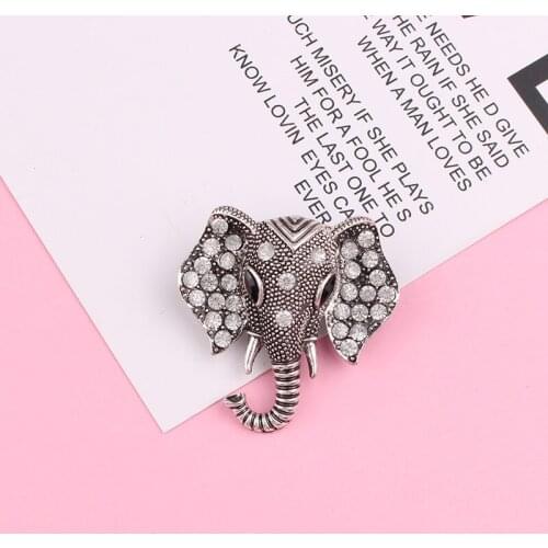LUBOV Retro Elephant Brooch Pins Rhinestone inlaid Color Metal Elephant Brooches Pin Men Women Jewelry Suit Accessories