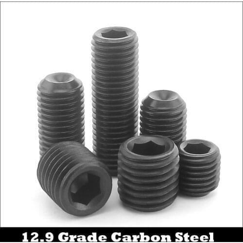 M6 M6*0.75*6/8/10/12/16mm 12.9 Grade Carbon Steel 0.75mm Pitch Fine Thread None Allen Head Hexagon Socket Cup Point Set Screw