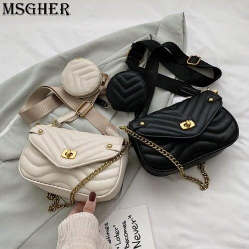 Rhomboderm Chain Bag Summer Wide Shoulder Straps Slant Texture Fashion Pop with a Small Bag Delicate Square packet