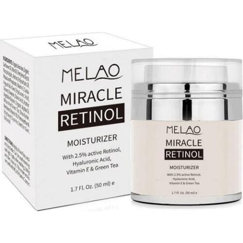MELAO 2.5% Retinol Moisturizer Cream Hyaluronic Acid Anti Aging Reduces Wrinkles Fine Lines Day And Night Retinol Cream