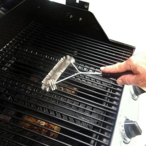 BBQ Grill Barbecue Kit Cleaning Brush Cleaning Brush Stainless Steel Cooking Tools Wire Bristles Triangle Cleaning Brushes