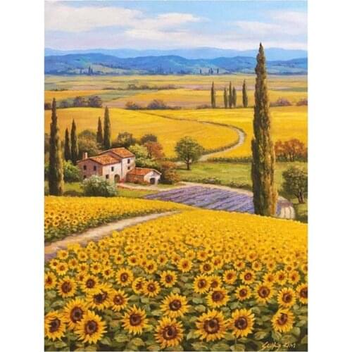 DIY Paint By Numbers for Beginner,Sunflower Field Paint By Number Kit on Canvas 16 inchX20 inch(No Frame),Craft