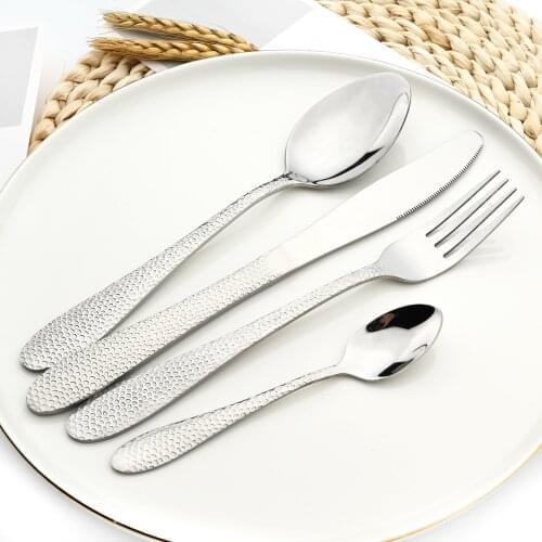 4/5Pcs Tableware Stainless Steel Cutlery Set Silver Dinnerware Home Kitchen Forks Teaspoons Knives Set Flatware Set Dropshipping