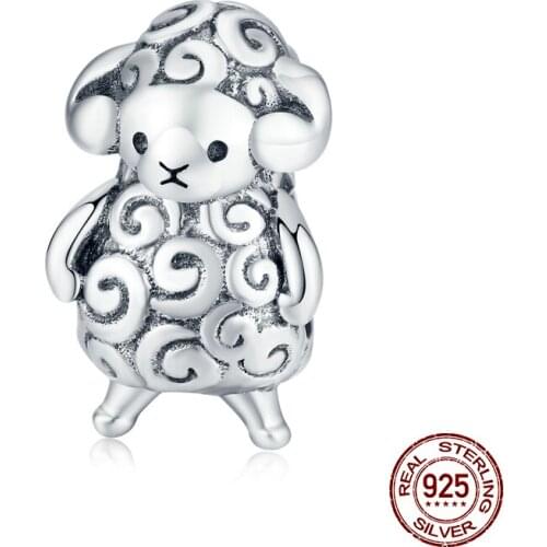 Genuine 100% 925 sterling silver small sheep beads fit 3MM bracelet retro charm original jewelry woman luxury gift making