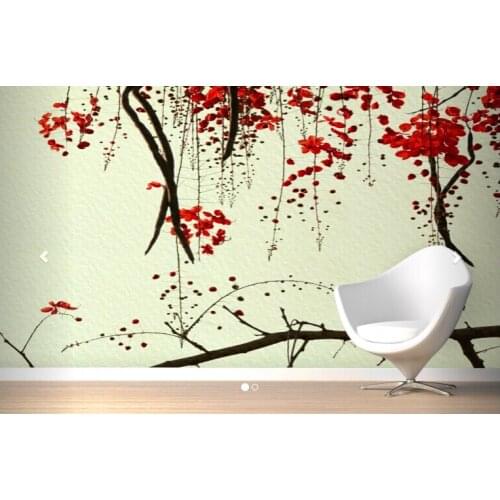 Custompapel de parede floral, Red Blossom put Mural which used in the sitting room the bedroom TV wall vinyl papel DE parede