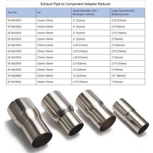 OD:2" 2.25'' 2.75'' 3'' 3.5'' Universal Exhaust Pipe to Component Adapter Reducer TK-BJ-AF