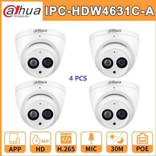 Wholesale 4 Pcs./Lot IPC-HDW4631C-A Dahua DH HD 6MP Network IP Camera Upgrade from IPC-HDW4431C-A PoE Mini Dome MIC CCTV Cam