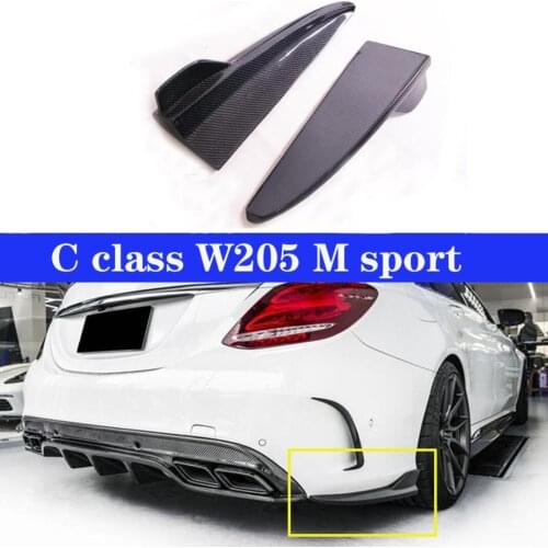 Pair Rear Lip Splitter Rear Side Valences for Benz W205 C200 C280 C63 2013+ Sedan & Coupe Carbon Fiber Car Bumpers