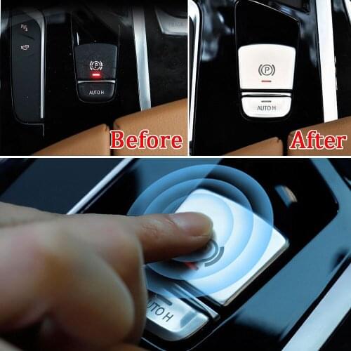 Fit For BMW 5 Series 2018 Car Chrome Interior Electronic Handbrake AUTO Button Cover Trim ABS Plastic Accessories Car Styling