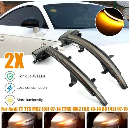 2x Car Rearview Mirror Turn Signal Light For For Audi TT/TTS (8J) 2007-2014 Car LED Dynamic Side Mirror Sequential Blinker Lamps