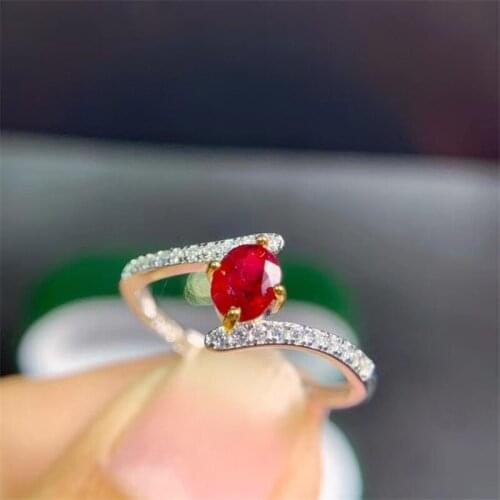 Real 925 silver gemstone ring for engagement natural ruby silver ring solid silver ruby ring romantic gift for girl