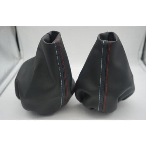 GOOD Shipping Car Shift Gear Stick Manual Handbrake Gaiter Shift Boot Black Leather Boot For BMW 3 Series E36 E46 M3 Car Styling