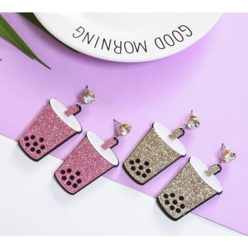 Personalized Bubble Tea studs Earrings Acrylic Creative Milk Tea Drink Earring for Girl Funny Party Jewelry Christmas Gifts