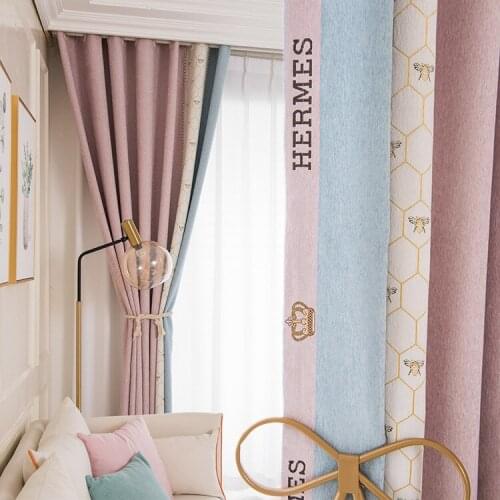 Curtains for Living Room Chenille Stitching Study Room Childrens Room Shading Jacquard Girl Princess Style Dining Room Bedroom