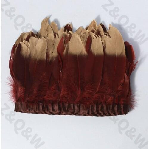 Dark wine red goose feather spray gold head to make 2 meters cloth edge DIY shopping festival costume costume skirt decoration