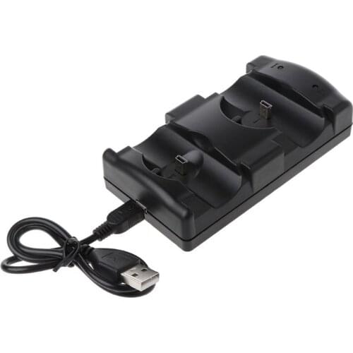 Black Universal USB Powered Dual Double Charger Dock Stand Charging Station for PS3 Move Wireless Controller