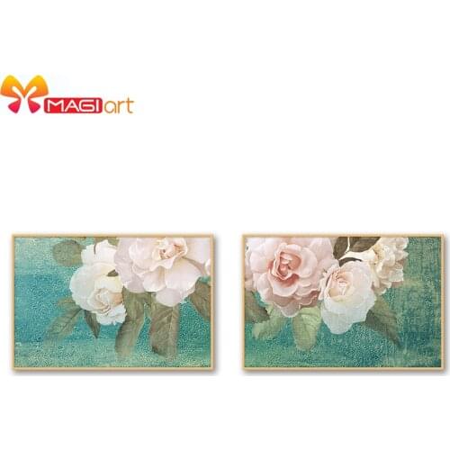 Cross stitch kits Embroidery needlework sets 11CT water soluble canvas patterns 14CT Floral style Vintage Rose-NCMF261