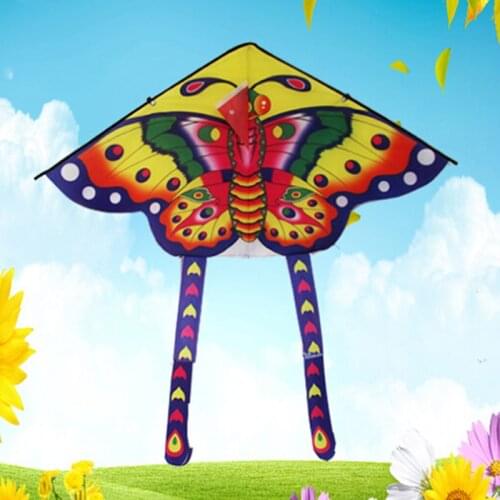 1Set 90*50cm butterfly printed long tail kite outdoor kite toy with handle line