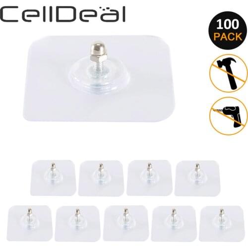 100pcs Punch-free Non-marking Screw Stickers Wall Picture Hook Invisible Traceless Hardwall Drywall Picture Hanging Kit Hanging