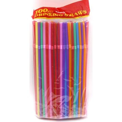 100Pcs Drinking Straws 210mm Black White Long Flexible Wedding Party Supplies Plastic Drinking Straws Kitchen Accessories