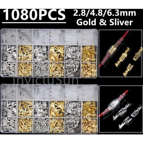 1080PCS Female Male Electrical Spade Wire Butt Connectors Lugs Battery Starter Cable Splice Crimp Terminals Kit Assortment