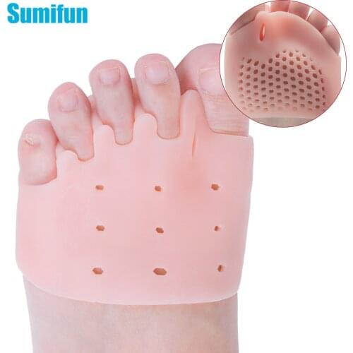 2pcs Gel Forefoot Pads With Five-holes Honeycomb Toe Separator Soft Gel Pain Relief Insoles Prevent Feet Callus Blisters Corn
