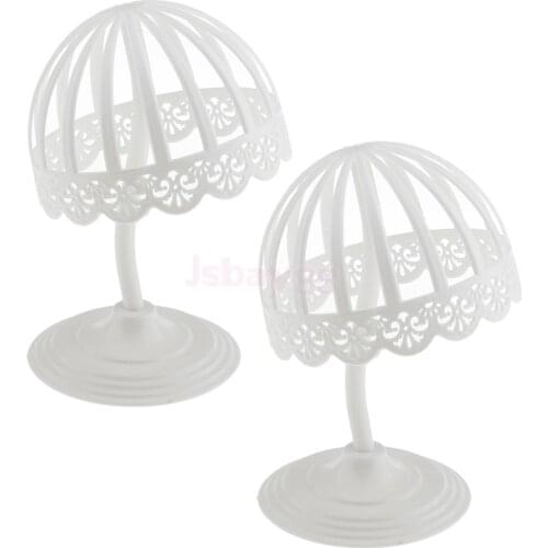 2 Pieces White Plastic Hat Caps Storage Holder Racks Helmet Display Stand Wigs Organizer Shelf for Baby