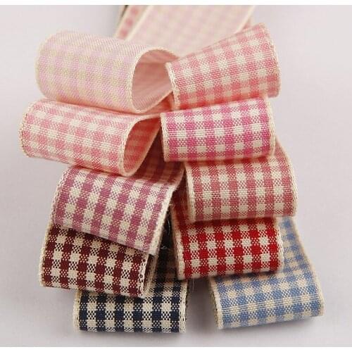 5 yards Double Color Polyester Plaid Ribbon for Gift Bouquet Packaging Ribbons DIY Crafts Hair Bow Sewing Supply