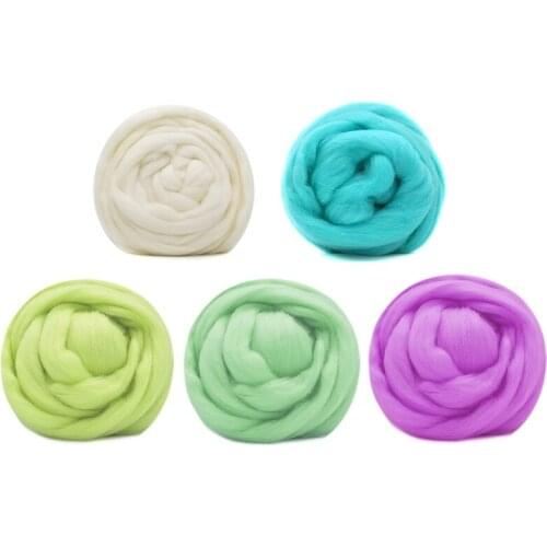 50g (10gx5 Colors) Wool Roving for Needle Felting 19 Microns Superfine Merino Wool Sheep Wool Felt Wool for Wool Felting Kit