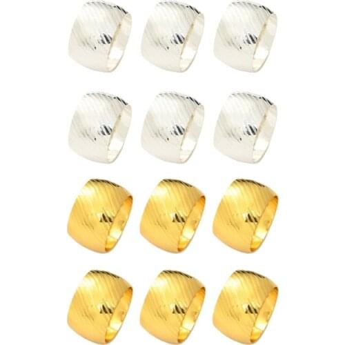 6pcs Wave Pattern Napkin Rings Buckle Holder Wedding Party Dinner Table Decor M17D