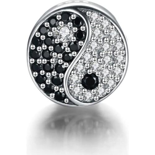 925 Silver Charms Religious Black Zircon and Clear Crystal Bracelet Bead Brand Gw Jewelry