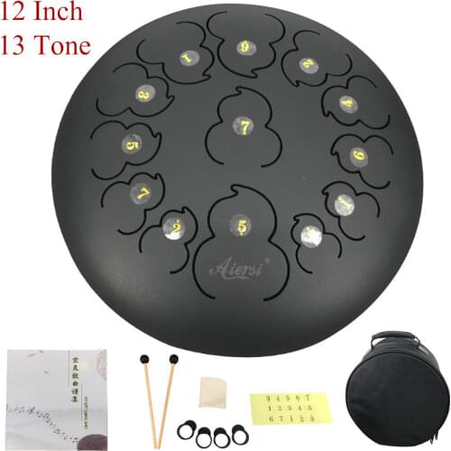 Aiersi 6 8 12 14 Inch Steel Tongue Drum Handheld Tank Drum Percussion Instrument for Yoga Meditation