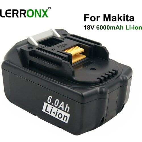BL1860 18V 6000mAh Li-ion Cordless Power Tool Replacement Rechargeable Battery for Makita BL1830 BL1815 BL1840 BL1850 Batteries