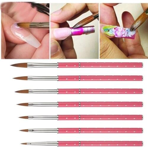 1PC Acrylic Nail Art Brush Metal Handle Kolinsky Sable Hair Portable Painting Carving Pen Professional Manicure Beauty Tool