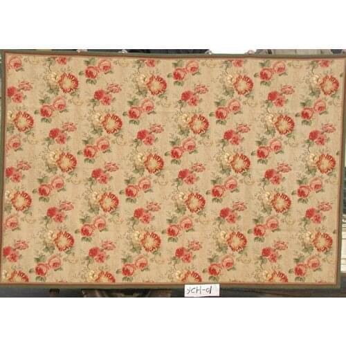 Free shipping 9'X12' hand knotted rose needlepoint rugs 100% New Zealand handmade carpet hand knotted area carpet rugs