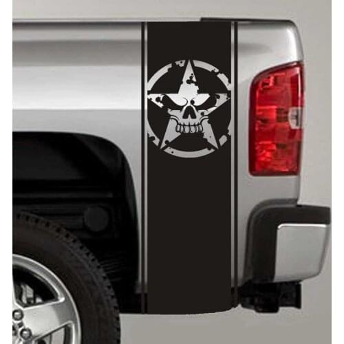 For x2 Truck Bed Stripe Decal Star Skull Oscar Mike Universal Fit Sticker