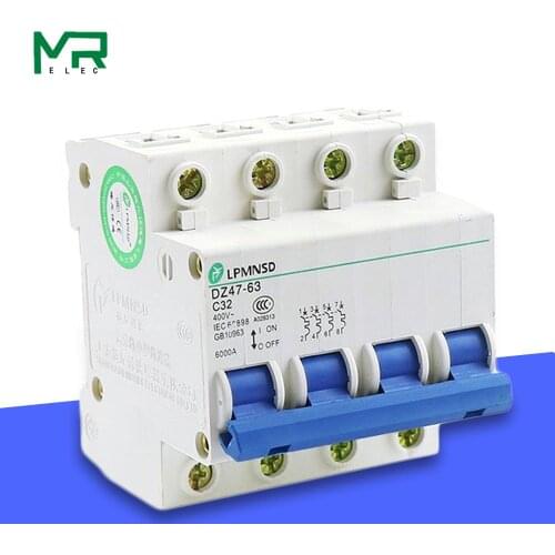 DZ47-63 - 4P AC 230V /400V 6A 10A 16A 20A 25A 32A 40A 50A 63A Mini Circuit Breaker MCB Cutout Switch Breaker Switch