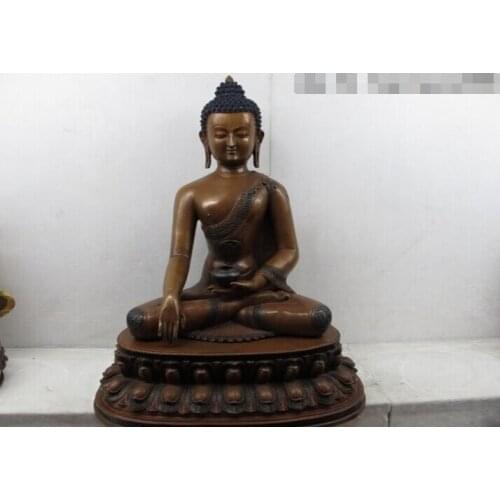 Fast shipping USPS to USA S2886 Tibet purple Bronze Copper Eight treasures Amitayus Sakyamuni Buddha Statue