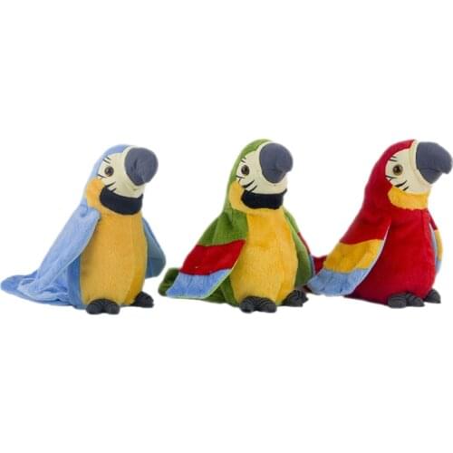 Electric Parrot Stuffed Plush Kids Toys Cute Talking Sound Parrot Waving Wings Electronic Mini Simulated Kits Toys