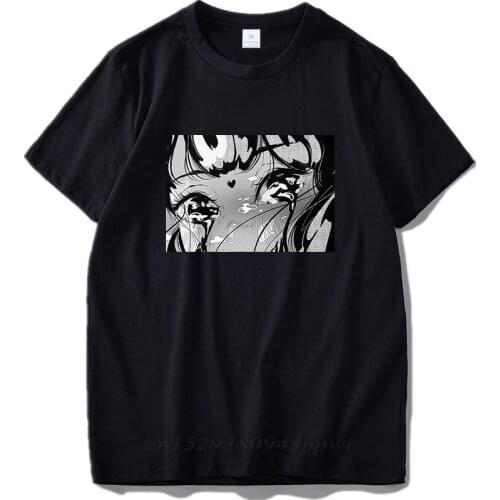 EU Size Otaku T shirt Men Harajuku Anime Print Cool Tops Short Sleeved Black Japanese Tshirt Cotton Slim Fit Streetwear
