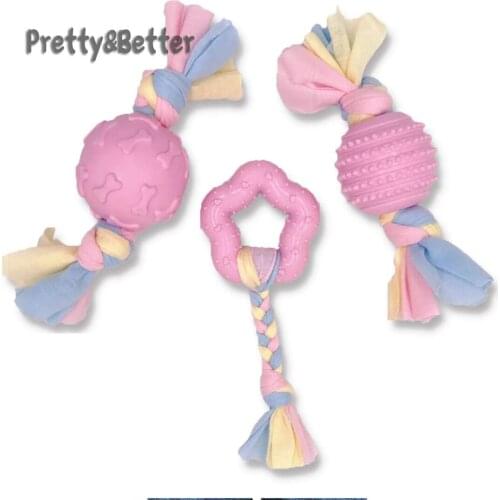Pretty&Better Puppy Teething Toys Dog Chew Toys Set with Cotton Rope for Puppies and Small Dogs Rubber Toys Plush Pet Supplies