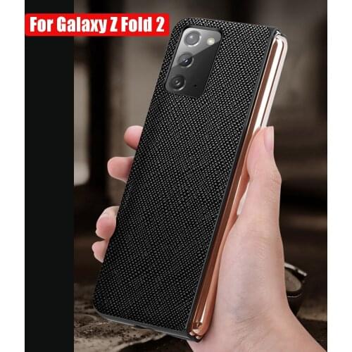 Leather Case For for Samsung Galaxy Z Fold 2 Case Handmade Never fade Soft TPU Transparent Cases Back Cover