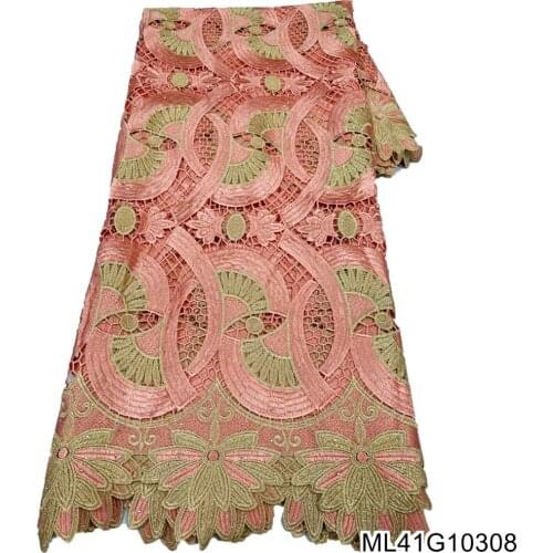 BEAUTIFICAL African embroidery french guipure lace nigeria cord laces high quality lace fabrics 5 yards for party dress ML41G103