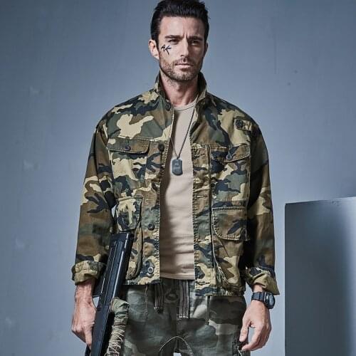 High Quality Mens Military Cargo Jackets Cotton Multi Pockets M65 Army Camouflage Tactical Outerwear Men Camo Work Cotas