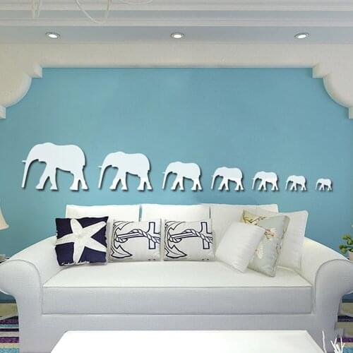Litter elephant Acrylic Mirror Wall Stickers Bedroom Living Room Decor Home Decoration Accessories