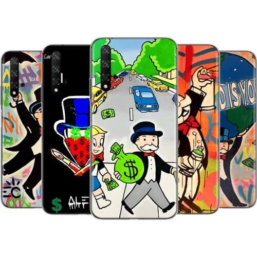 Cartoon Dollar Monopoly Silicone Cover For Honor 9 10 X10 9A 9C 9S 9N 10i 10X 9X Lite Pro 5G Transparent Phone Case