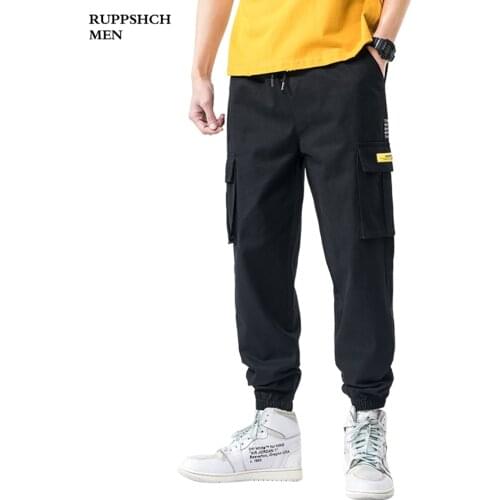 Men 2021 Summer New Trend Large Size Casual Overalls Men Printed Multi-pocket Nine-point Sports Pants Men Loose Pants