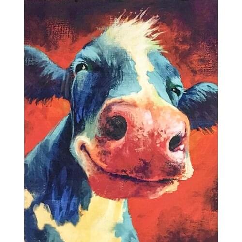 A three-dimensional cow Animal DIY Digital Painting By Numbers Modern Wall Art Oil Painting Holiday Gift Home Decor Big Size